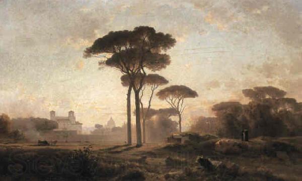 Jean-Achille Benouville Villa Medici, Rome Spain oil painting art